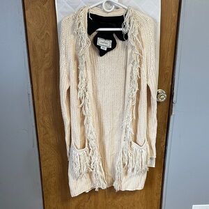 By Malene Birger Cream Fringed Cardigan